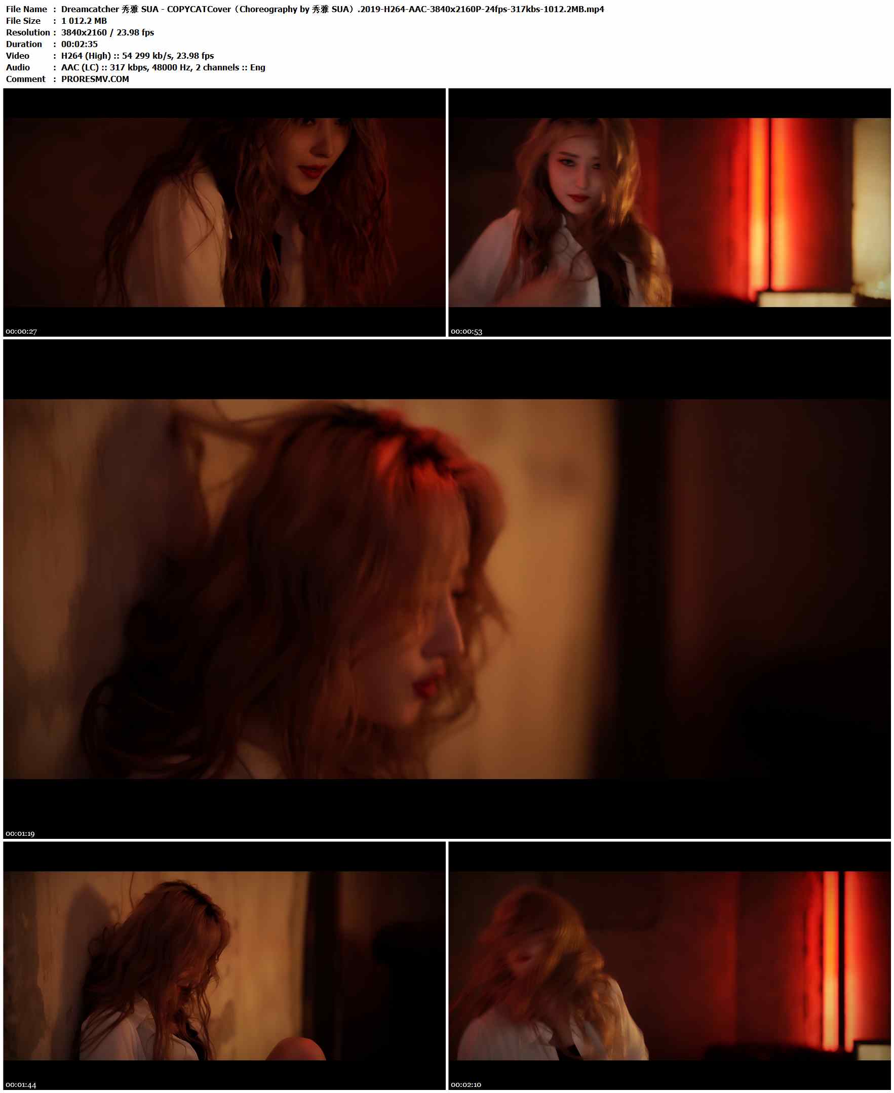 Dreamcatcher 秀雅 SUA - COPYCATCover（Choreography by 秀雅 SUA）.2019-H264-AAC-3840x2160P-24fps-317kbs-1012.2MB官方MV_高清MV
